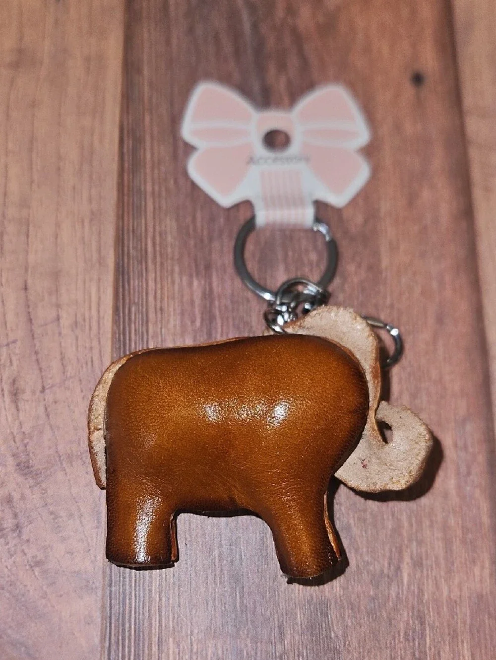 Leather Elephant Keychain with Floral Saddle